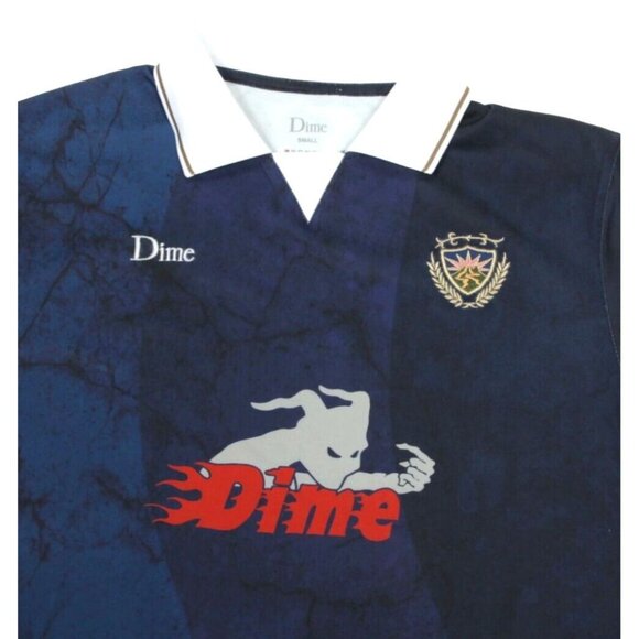 Dime Final Jersey Navy Blue Collared Shirt Size S Nowtech Embroidered Patch /914 - Picture 3 of 4